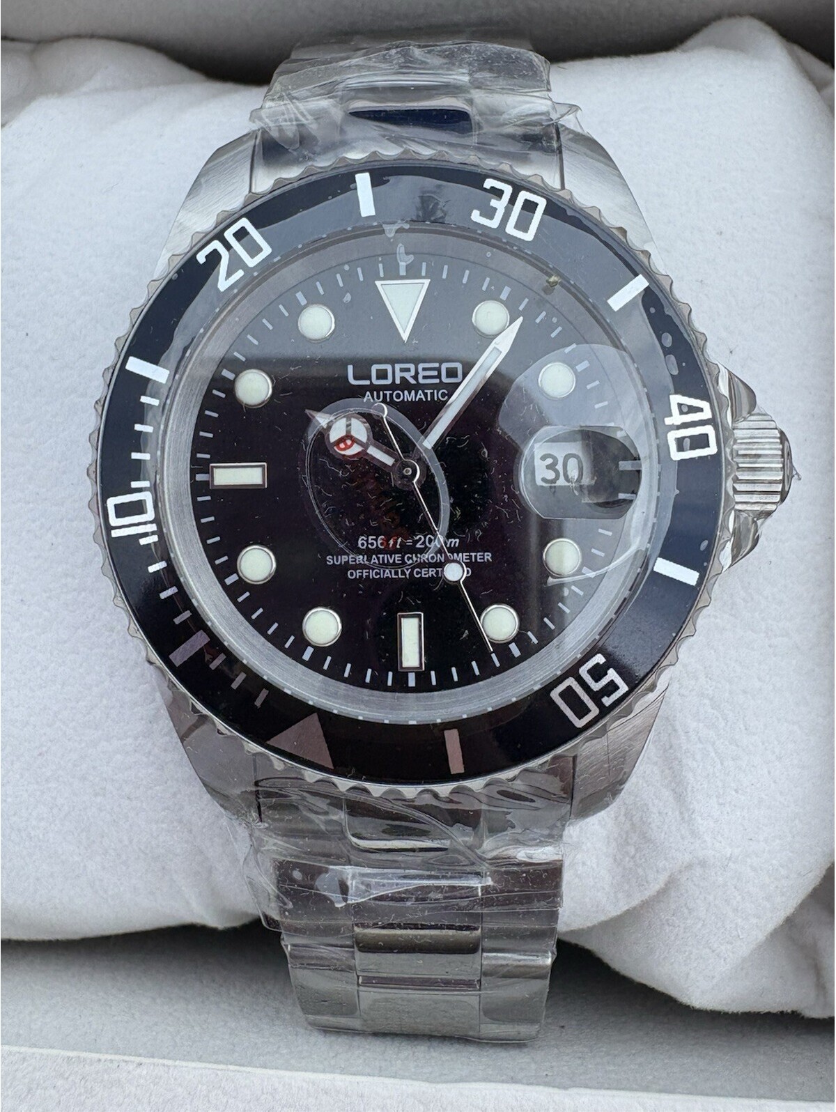 Loreo Mens Diver Automatic Date L9201g Black Dial  Usa Seller
